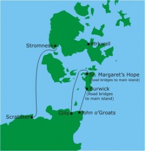 Map of Orkney ferry routes